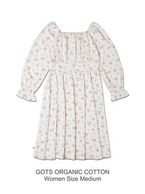 MAKEMAKE Organic Ruffle Dress Long Sleeve - Rustic Rose - Women Size Medium